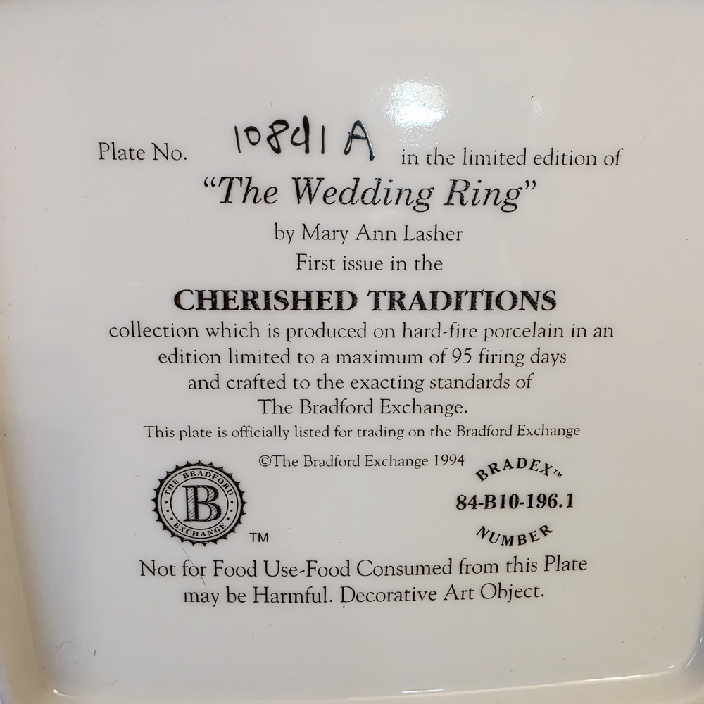 Bradford Exchange The Wedding Ring Decorative Plate - Picture 6 of 6